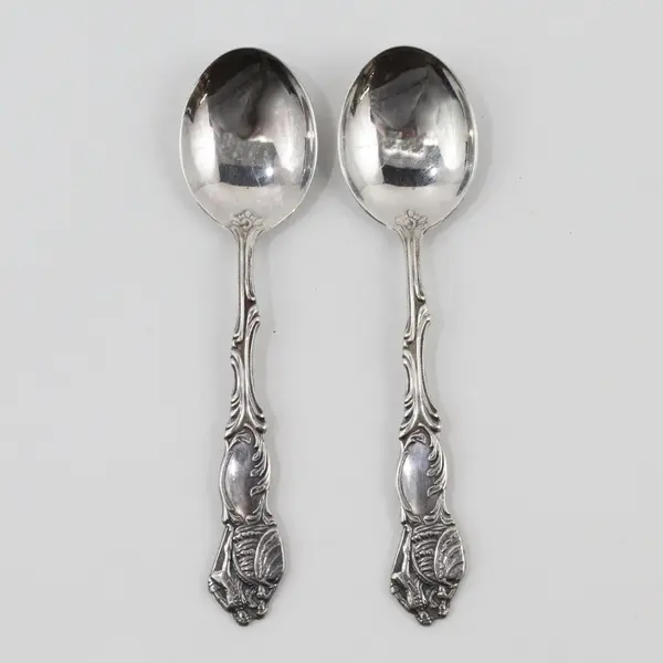 Lot of 2 Extra Prima NS Alp Silverplate Demitasse Spoons Sweden Dancing Couple