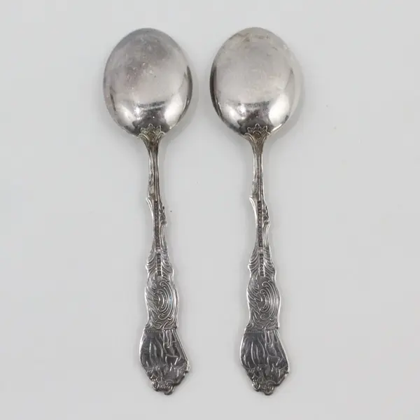 Lot of 2 Extra Prima NS Alp Silverplate Demitasse Spoons Sweden Dancing Couple