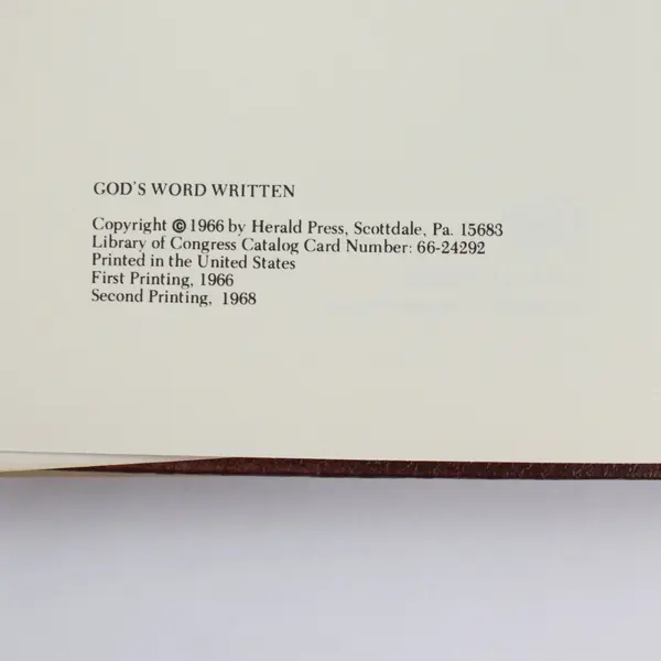 God's Word Written J. C. Wenger Hardcover 1968 2nd Printing Christian Theology