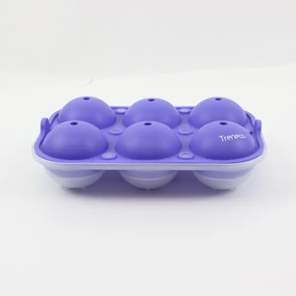 Trenect Silicone Sphere Ice Cube Tray Mold 6-Cavity Purple