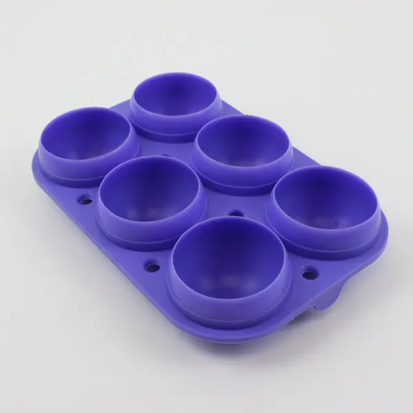 Trenect Silicone Sphere Ice Cube Tray Mold 6-Cavity Purple