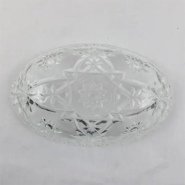Lot of 2 Vintage Anchor Hocking Star of David Oval Relish Dishes Pressed Glass