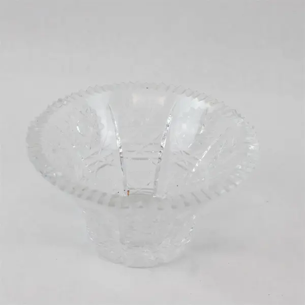 Vintage Bohemian Czech Crystal Cut Glass Bowl Queen Lace Pattern