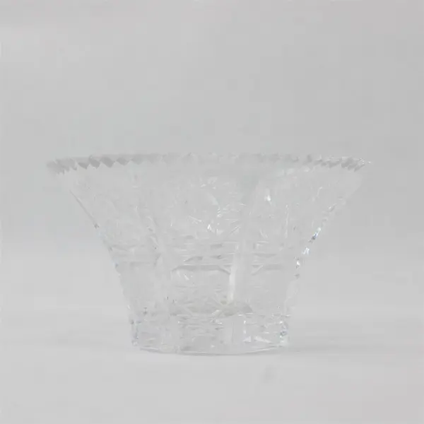 Vintage Bohemian Czech Crystal Cut Glass Bowl Queen Lace Pattern