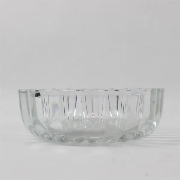 Lot of 2 National Clear Glass Bowls Vertical Ribbed Small Shallow