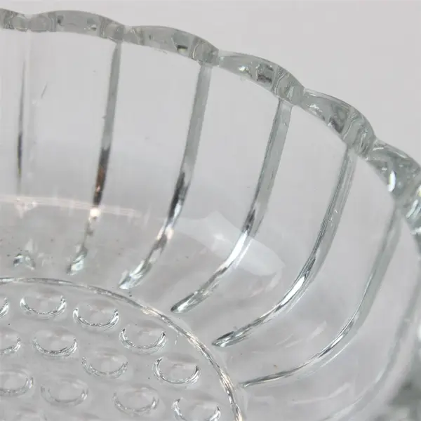 Lot of 2 National Clear Glass Bowls Vertical Ribbed Small Shallow
