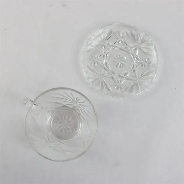 Vintage Anchor Hocking Early American Clear Prescut Punch Cup & Saucer