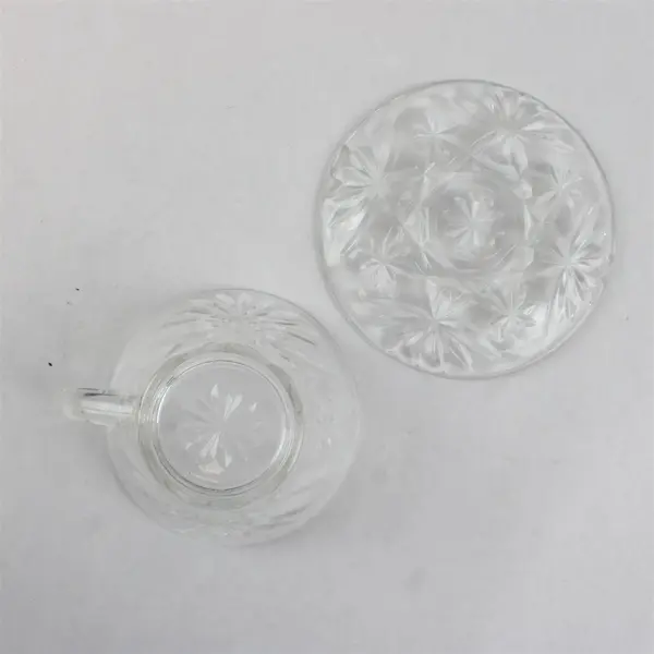 Vintage Anchor Hocking Early American Clear Prescut Punch Cup & Saucer