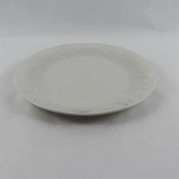 Gibson Embossed Fruit Pattern White Ceramic Chop Plate Serving Platter 12-1/8"