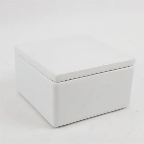 Haeger White Ceramic Square Trinket Box with Lid