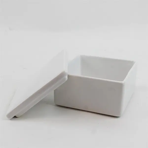 Haeger White Ceramic Square Trinket Box with Lid