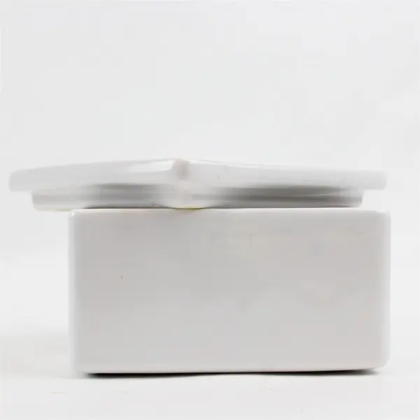 Haeger White Ceramic Square Trinket Box with Lid