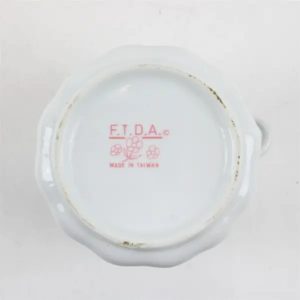 Vintage FTDA Ceramic Pink Floral White Lidded Canister