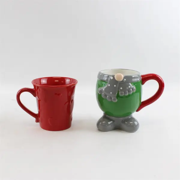 Lot of 2 Mugs Kane Home Red Hearts Stoneware & Figural Gnome Mug