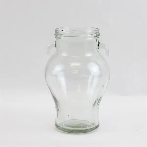 Tassos Olive Jar Clear Glass Amphora Style Ribbed Sides No Lid 1950s