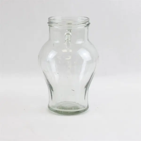 Tassos Olive Jar Clear Glass Amphora Style Ribbed Sides No Lid 1950s