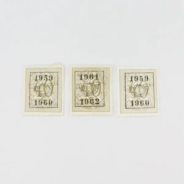 Lot of 10 Belgium 1950s-1960s Posthorn Overprint Stamps Used