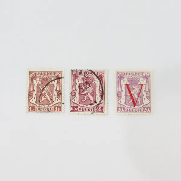 Lot Of 9 Belgium 1930s-1940s Coat Of Arms 2/5/10/15/20/35/50/65c 1f Stamps Used