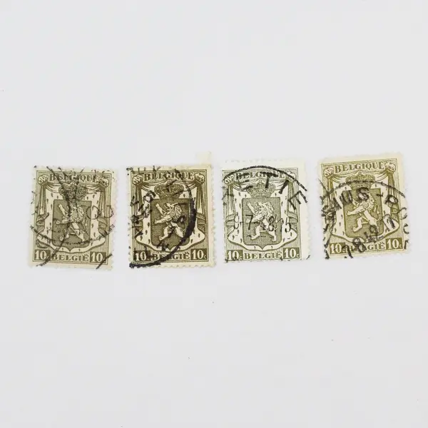 Lot Of 10 Belgium 1930s-1940s Coat Of Arms 5/10/25/35/50/90c Stamps Used