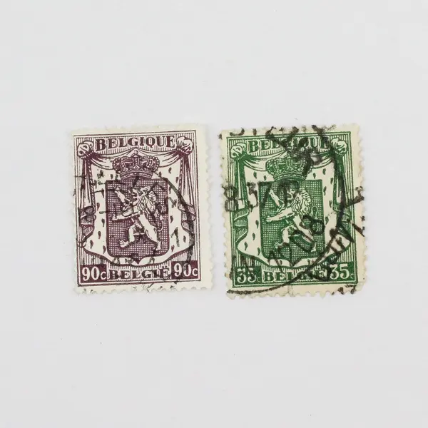 Lot Of 10 Belgium 1930s-1940s Coat Of Arms 5/10/25/35/50/90c Stamps Used