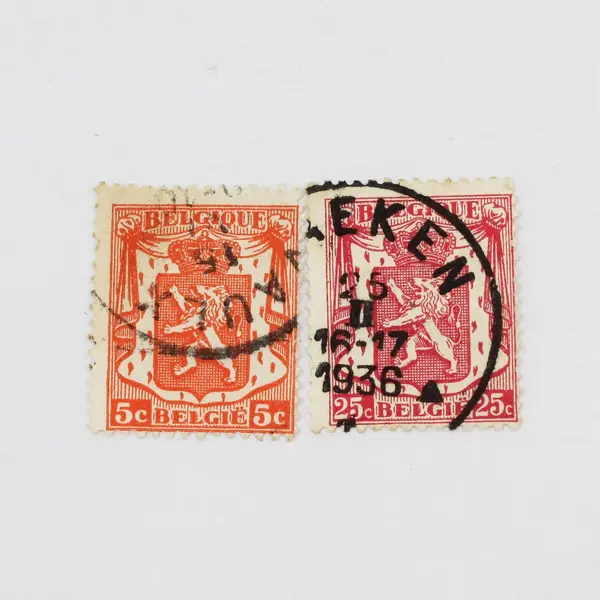 Lot Of 10 Belgium 1930s-1940s Coat Of Arms 5/10/25/35/50/90c Stamps Used