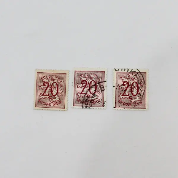 Lot Of 10 Belgium 1950s-1960s Coat Of Arms 2/3/10/15/20/30/50c Stamps Used
