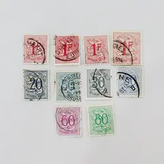 Lot Of 10 Belgium 1950s-1960s Coat Of Arms 20/30/50/60/80c 1F Stamps Used