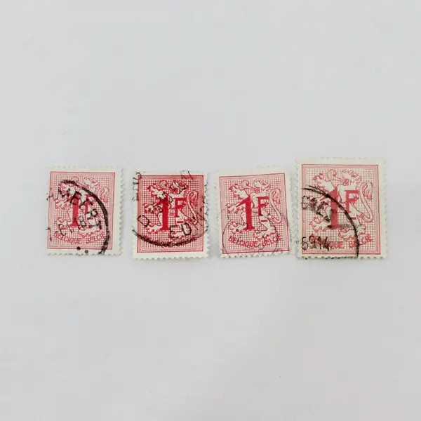 Lot Of 10 Belgium 1950s-1960s Coat Of Arms 20/30/50/60/80c 1F Stamps Used