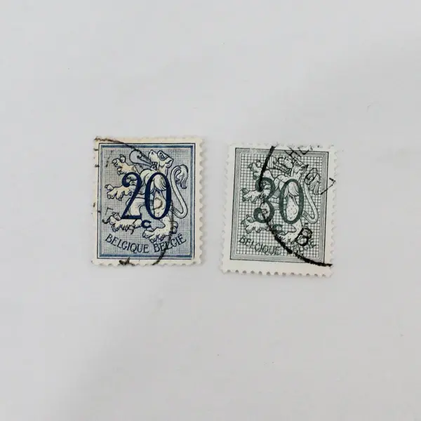 Lot Of 10 Belgium 1950s-1960s Coat Of Arms 20/30/50/60/80c 1F Stamps Used