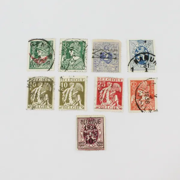 Lot Of 9 Belgium 1870s-1930s Stamps Used
