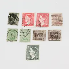Lot Of 9 Belgium 1920s-1950s King Stamps Used