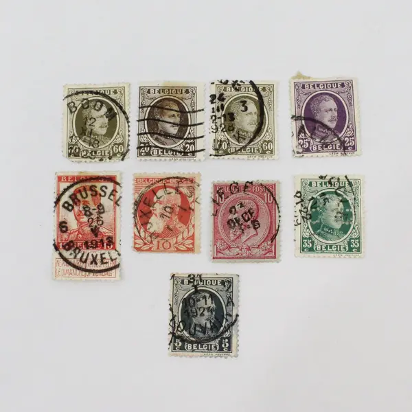 Lot Of 9 Belgium 1890s-1920s King Stamps Used