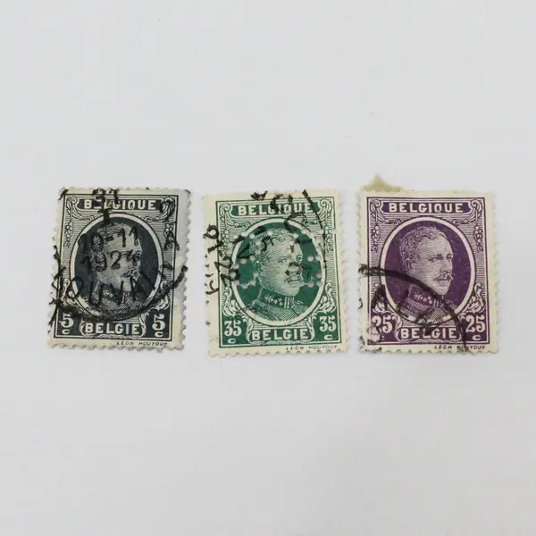 Lot Of 9 Belgium 1890s-1920s King Stamps Used