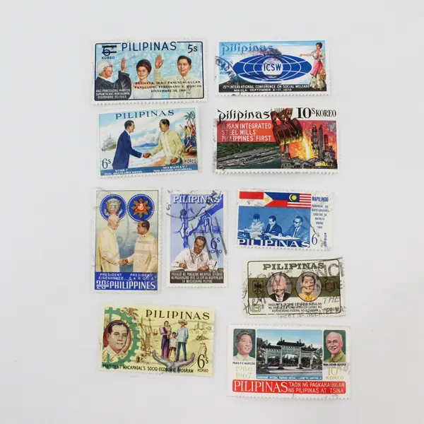 Lot of 10 Philippines Commemorative Stamps Used 1963–1970