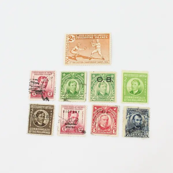 Lot Of 9 USA Philippines Stamps Used