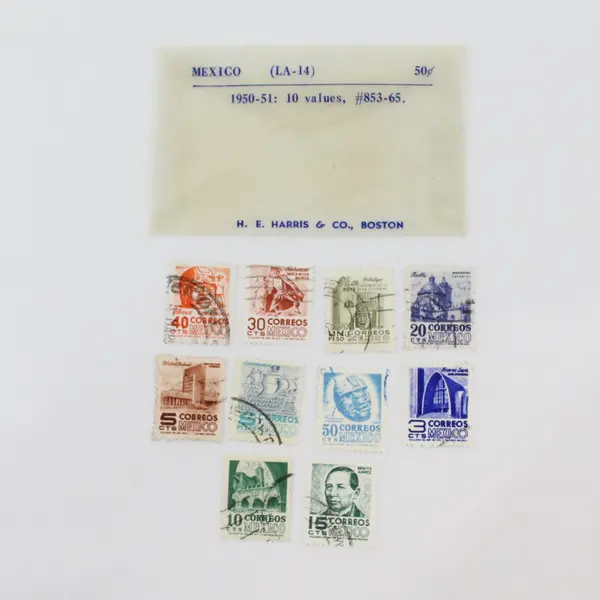 Lot of 10 Selected Used Mexico Stamps 1950-51 Scott #853-865