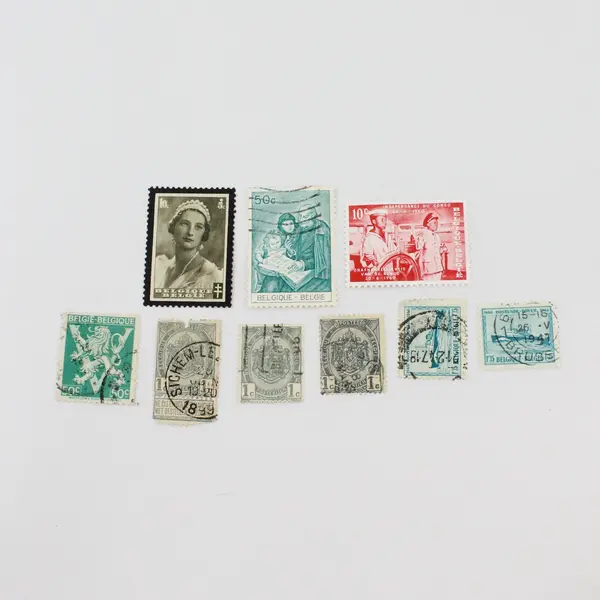 Lot Of 9 Belgium 1890s-1960s Stamps Used