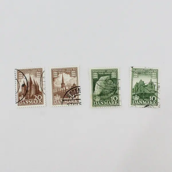Set Of 10 Denmark 1953-56 1000th Anniversary Stamps Used SC #342-51