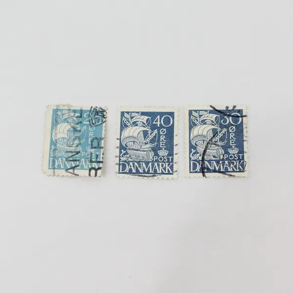 Lot Of 10 Denmark 1930s Caravel Stamps Used