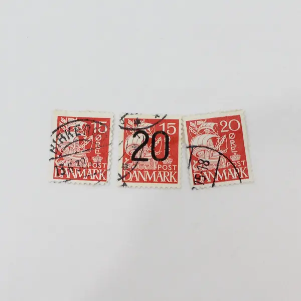 Lot Of 10 Denmark 1930s Caravel Stamps Used