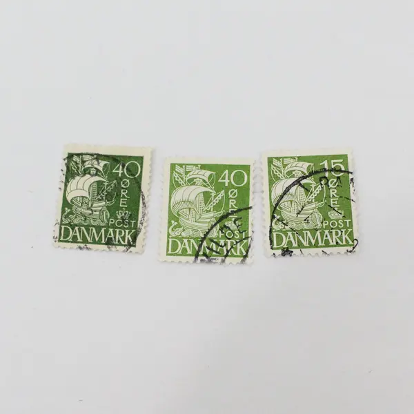 Lot Of 10 Denmark 1930s Caravel Stamps Used