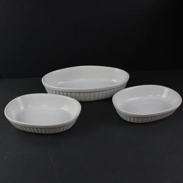 Lot of 3 Vintage Cerutil Stoneware White Oval Baking Dishes P59-225 P57-115