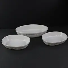 Lot of 3 Vintage Cerutil Stoneware White Oval Baking Dishes P59-225 P57-115