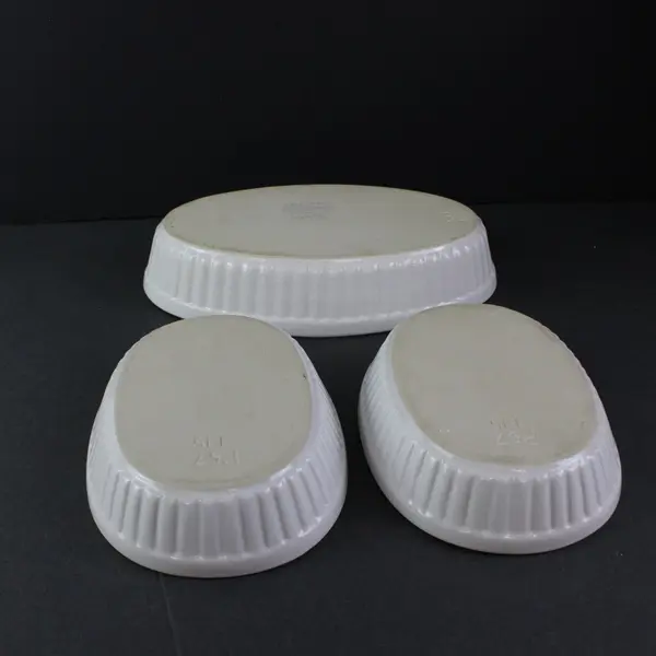 Lot of 3 Vintage Cerutil Stoneware White Oval Baking Dishes P59-225 P57-115