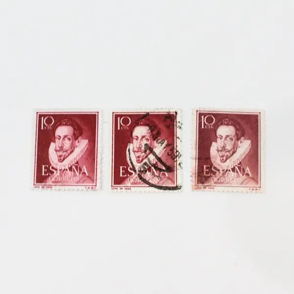 Lot Of 10 Spain 1950s Literary Figures Stamps Used