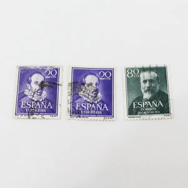 Lot Of 10 Spain 1950s Literary Figures Stamps Used