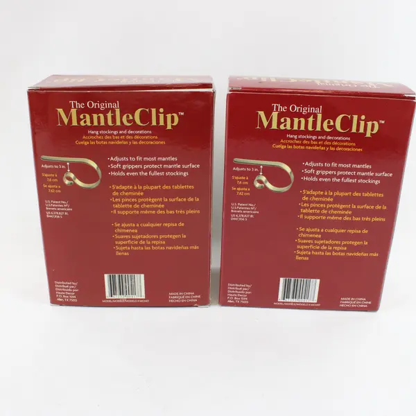 Lot of 2 Haute Decor MantleClip Christmas Stocking Hanger 4-Pack Soft Grip Metal