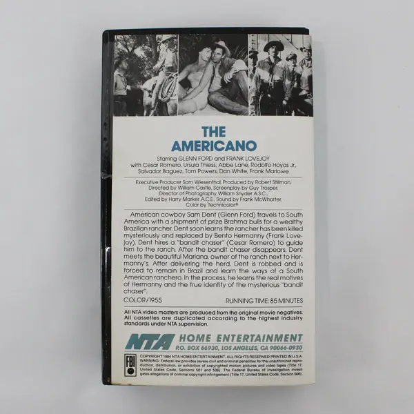 Vintage The Americano VHS Tape 1984, Glenn Ford #V01000