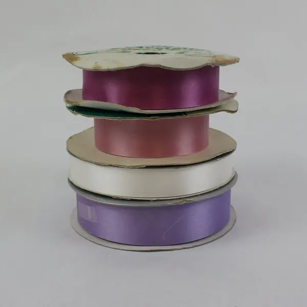 Lot of 4 Satin Ribbon Spools 2 McGinley Pink Lavender Purple White 100 Yds Each