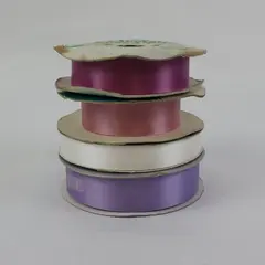 Lot of 4 Satin Ribbon Spools 2 McGinley Pink Lavender Purple White 100 Yds Each